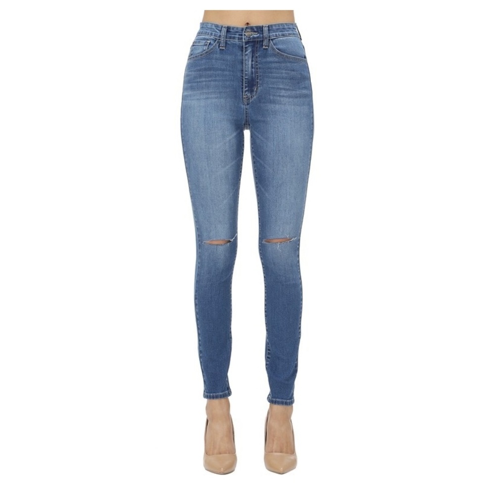 NEW- HIGH RISE STRETCHY Knee Slits Skinny